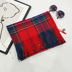 Plaid Tassel Scarf Women's Long Shawl Winter Warm Large Scarf