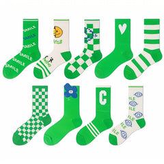 Novelty Funny Crew Socks Assorted Patterns Comfy Mid Tube Women's Stockings