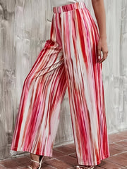 Women's Plus Stripe Print Wide Leg Trousers