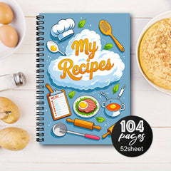 Spiral Recipe Notebook with Colorful Illustrations