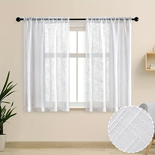 1panel Sheer Curtain Semi Privacy Faux Linen Curtains