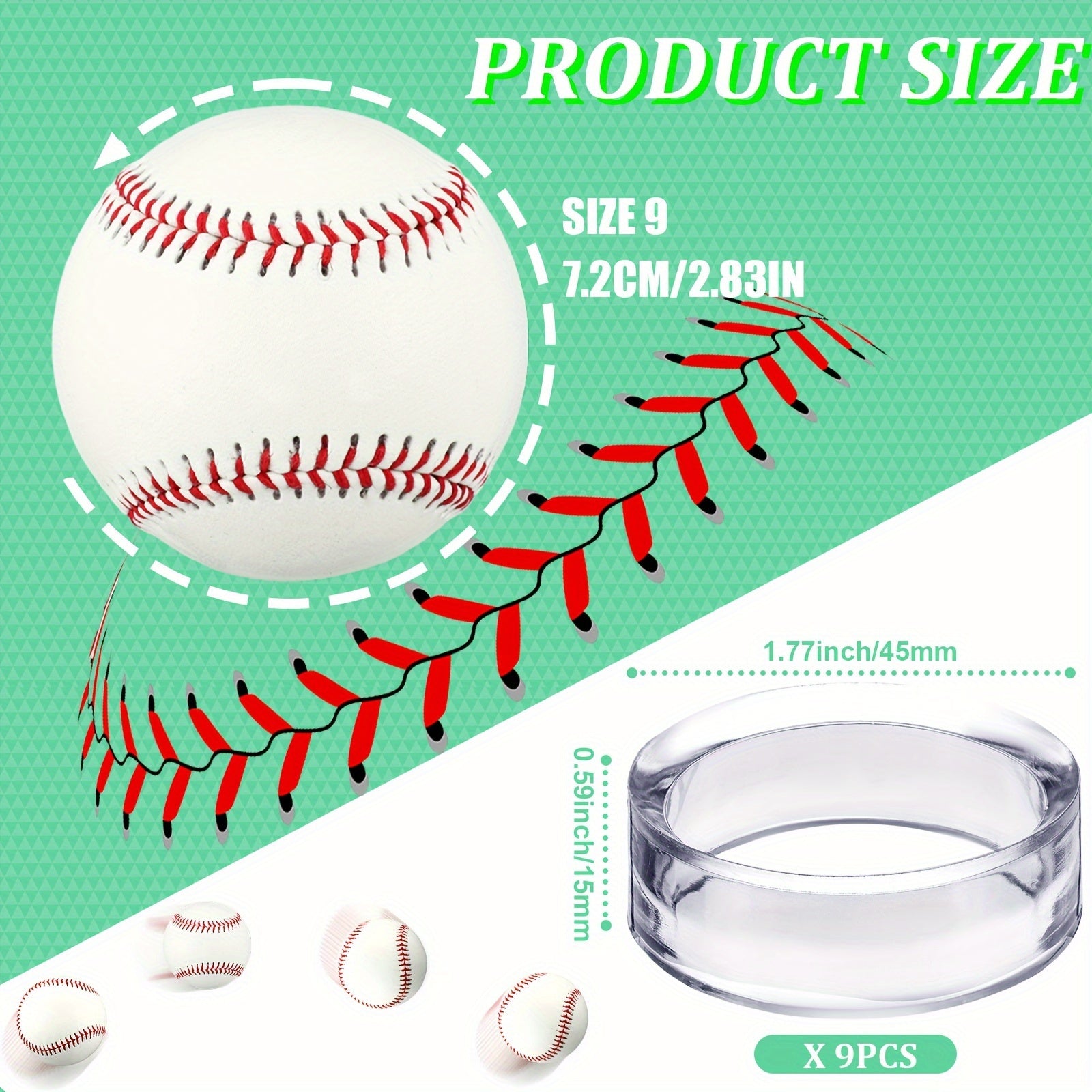 12pcs Glow In The Dark Baseball Set with Stand