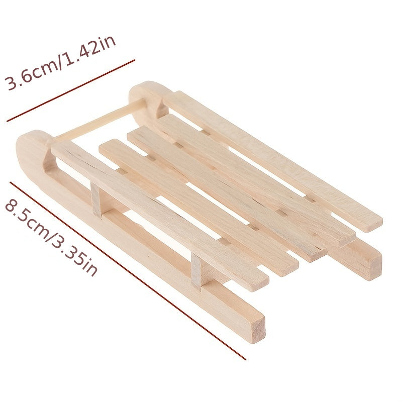 1/12 Dollhouse Mini Wooden Christmas Sleigh DIY Accessory