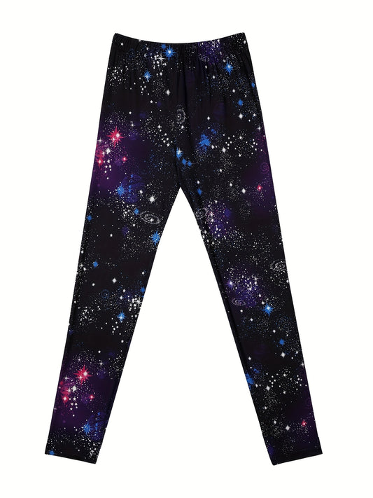 Starry Print Leggings For Kid Girls Slim Fit Stretchy Casual Tight Pants