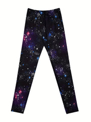 Starry Print Leggings For Kid Girls Slim Fit Stretchy Casual Tight Pants