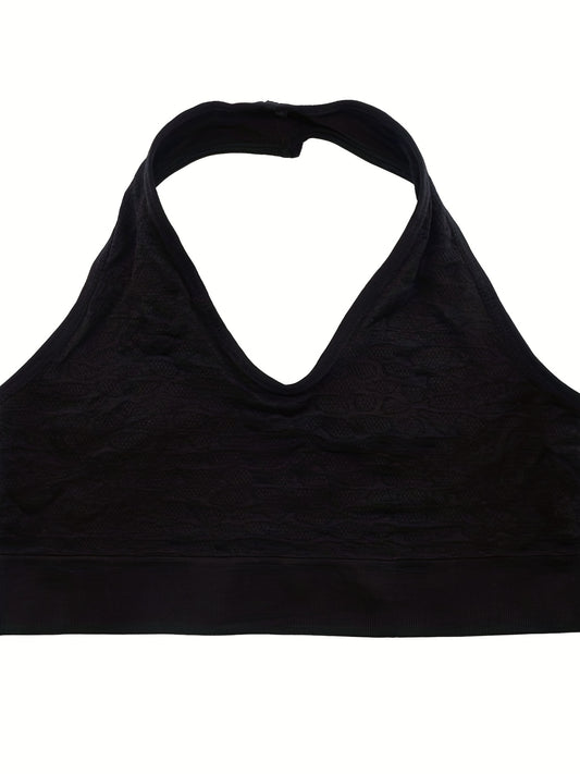 Solid Halter Crop Top Seamless Backless All-match Top Women's Lingerie