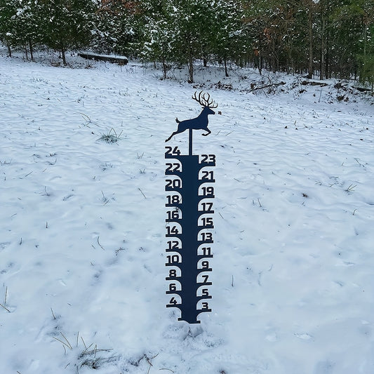 Elk Snow Gauge Garden Stake Christmas Deer Metal Snow Depth Measuring Ruler