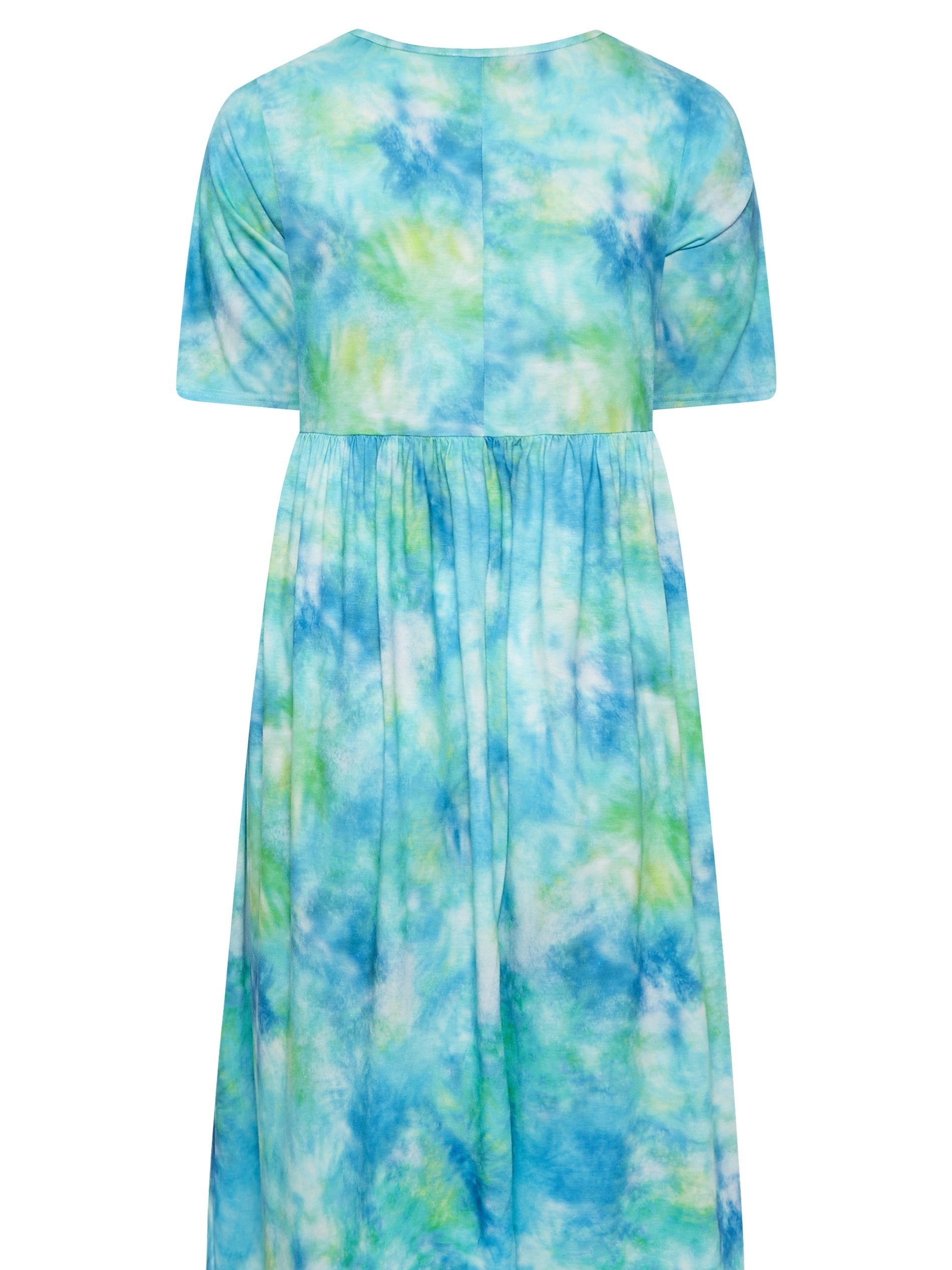  Tie Dye Short Sleeve Midi Dress