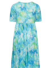  Tie Dye Short Sleeve Midi Dress