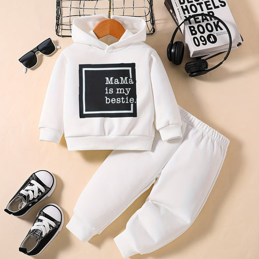 Baby Girls Boys Sweatshirt Set MAMA IS MY BESTIE Print Toddler Trousers