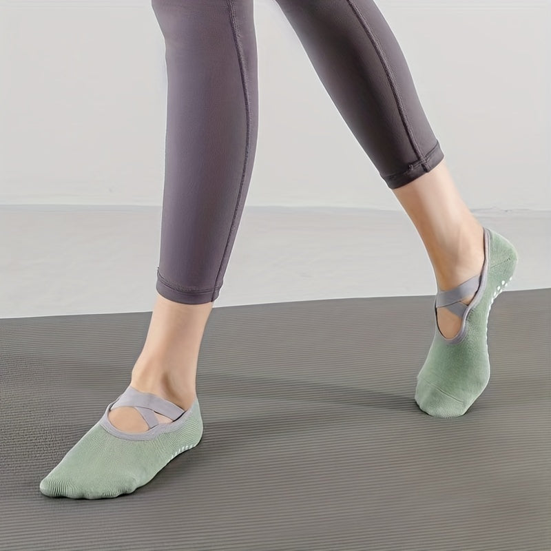 Cross Strap Non Slip Yoga Socks for Pilates Barre Ballet Fitness