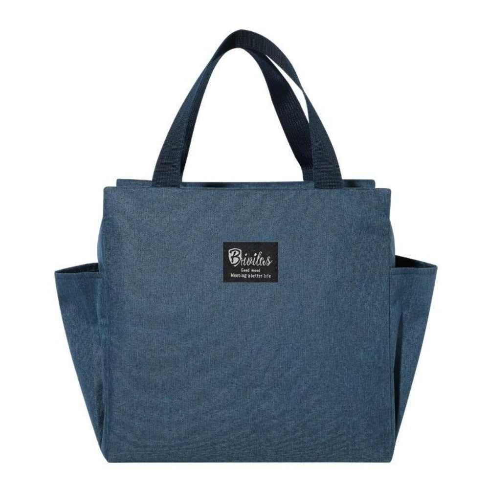 Insulated Tote Bag Portable Cooler Gray Fabric Zipper Closure Carry Handles