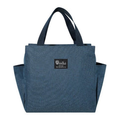 Insulated Tote Bag Portable Cooler Gray Fabric Zipper Closure Carry Handles