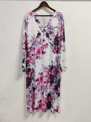  Floral Print Long Sleeve Dress With Pockets