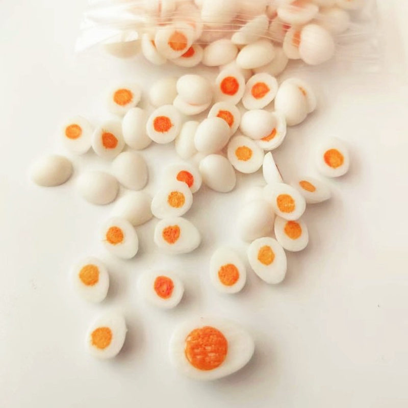 3pcs Boiled Egg Dolls with Orange Detailing Realistic Kitchen Accessories