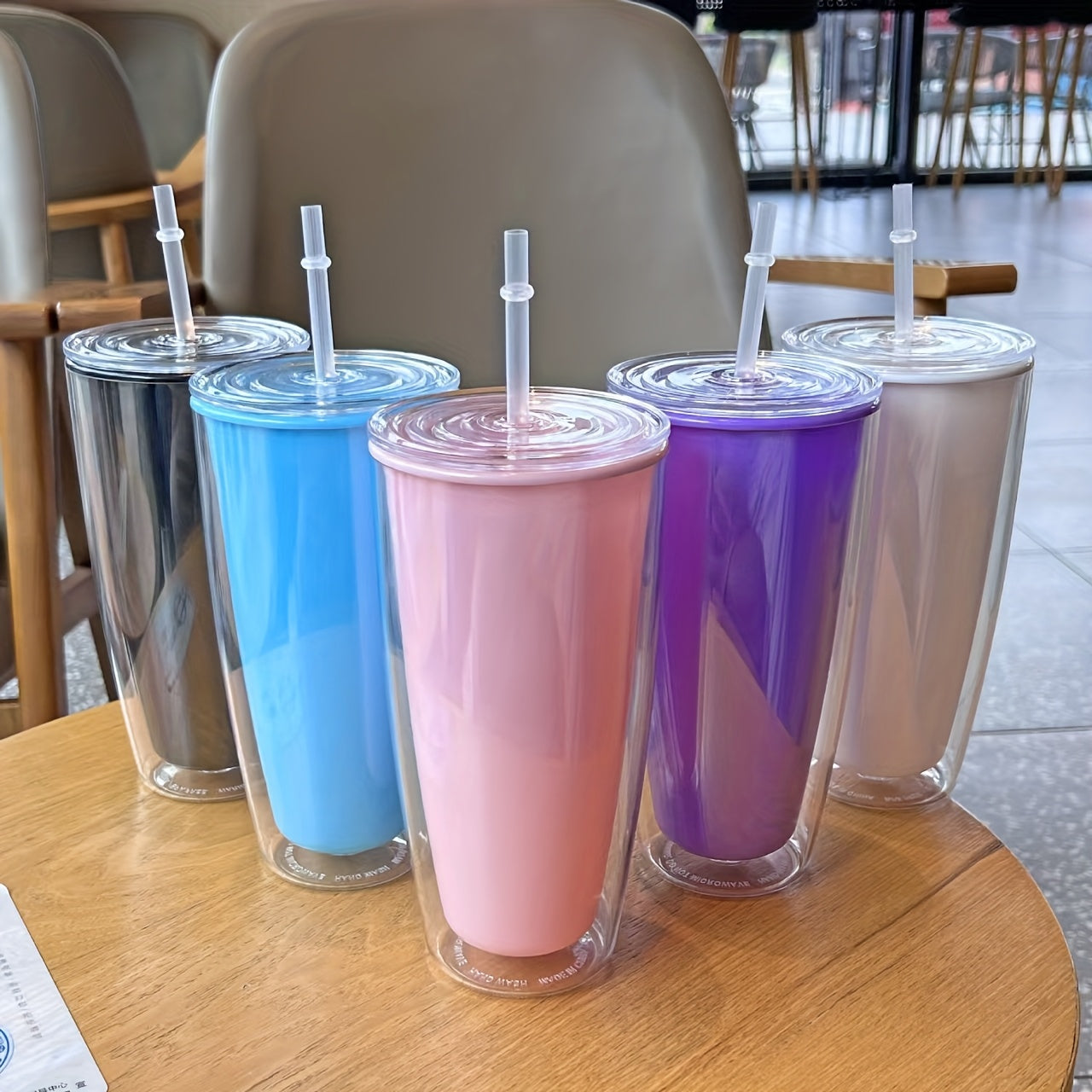 760ml Insulated Coffee Cup with Lid and Straw Leakproof BPA Plastic