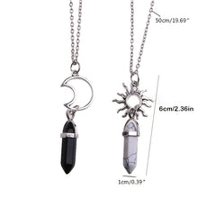 2 Pack Sun Moon Necklace Two Tone Crystal Pendant