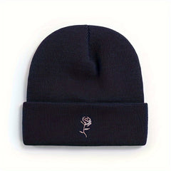 Small Flower Embroidery Knitted Hat Warm And Windproof In Autumn And Winter