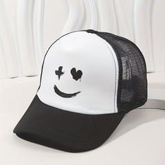 Smiling Face Hip Hop Couple Trucker Hats Baseball Cap Mesh Sunscreen Dad Hat