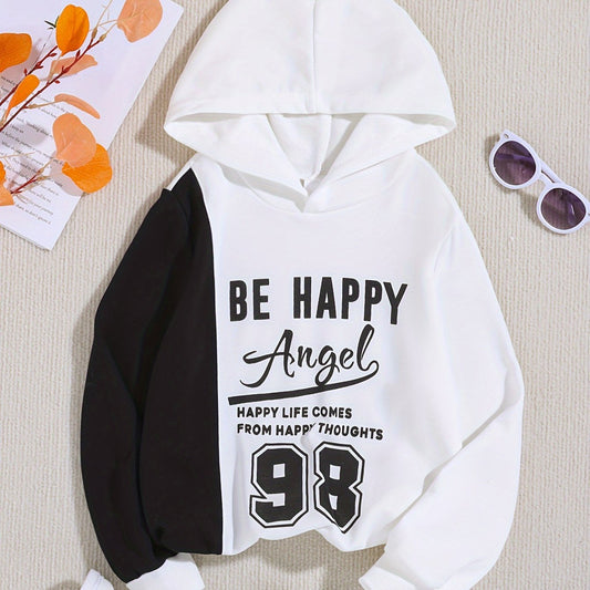 BE HAPPY Print Hoodies Girls Long Sleeve Pullover Kids Clothes Sports
