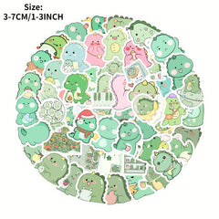 50 Green Dinosaur Series Graffiti Stickers for Motorcycle Laptop Cup