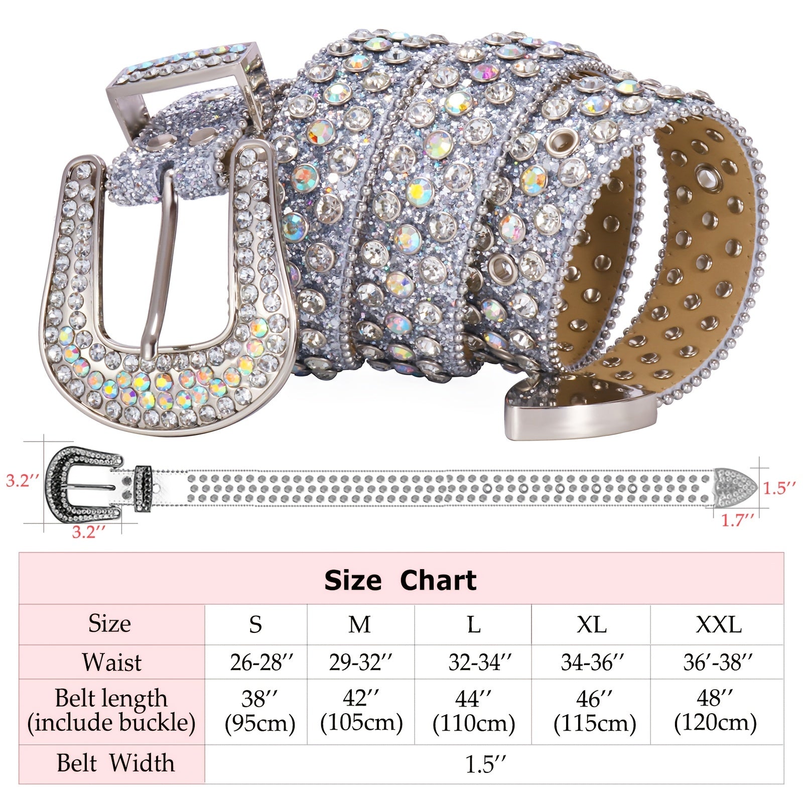Western Rhinestone Belts Bling Crystal Studded Cowgirl Cowboy Strap
