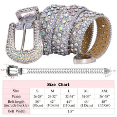 Western Rhinestone Belts Bling Crystal Studded Cowgirl Cowboy Strap