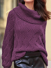  Casual Sweater Women's Solid Long Sleeve Turtle Neck Jumper