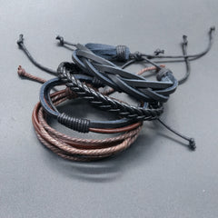 4 Pcs Multilayer Braided Bracelet Set Women Punk Style Jewelry
