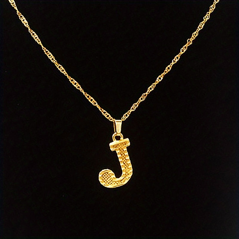 Golden A Initial Necklace Stainless Steel Alphabet Pendant
