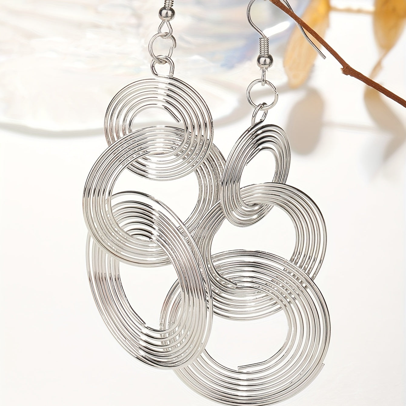 Round Shape Dangle Earrings Stainless Steel Jewelry