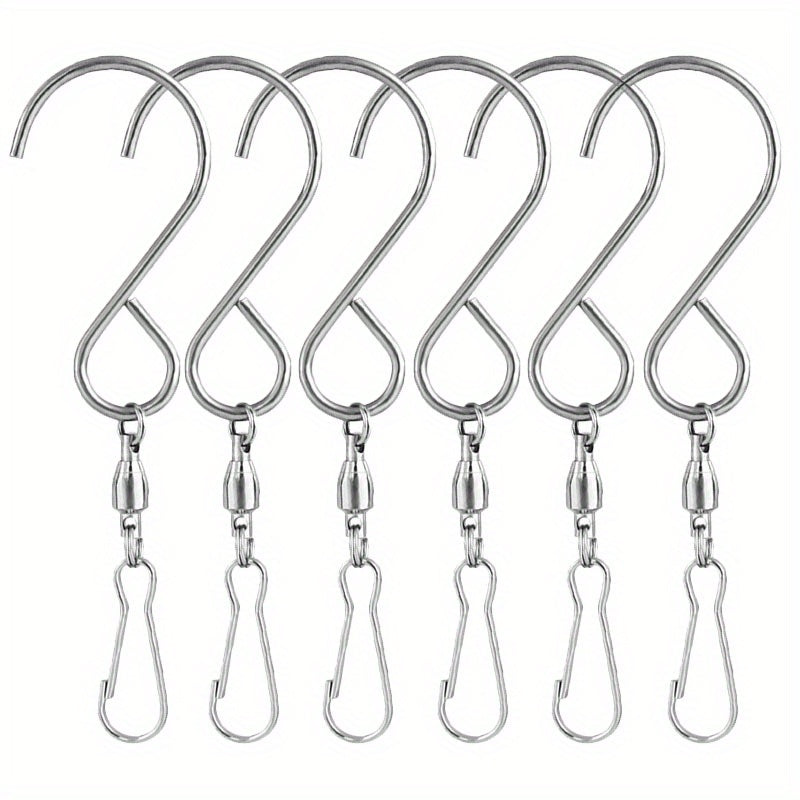 6pcs Swivel Hooks Clips S Hook Clips For Hanging Planters Wind Spinners