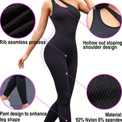 One Shoulder Strap Shaping Jumpsuit Tummy Control