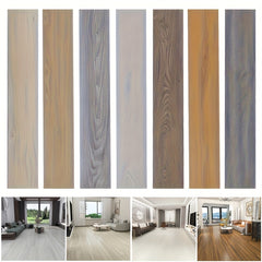 6pcs Wood Grain Floor Stickers Self Adhesive Waterproof Bathroom Decor