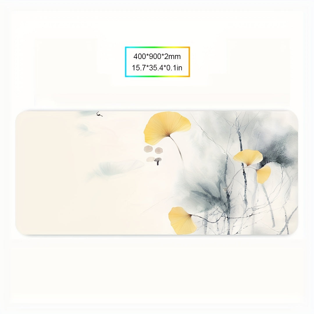 Ink Style Gingko Painting Large Keyboard Pad 400*900mm