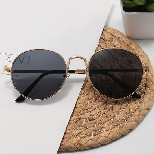 Round Metal Sunglasses Anti Glare UV400
