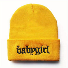 Unisex Babygirl Embroidered Warm Knit Hat for Kids & Teens
