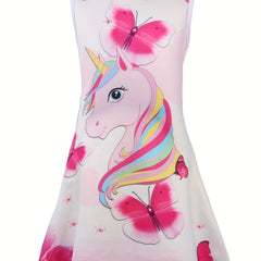 Toddler Girls Unicorn Graphic Tank Dress For Party