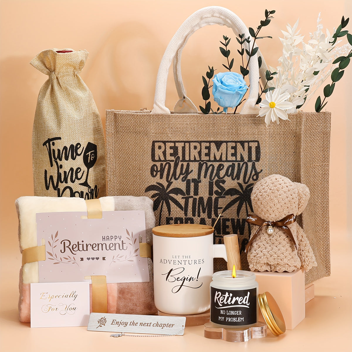 Happy Retirement Coffee Mug Beach Travel Bag Set