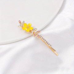 Rhinestone Flower Hair Clip Bobby Pin for Women