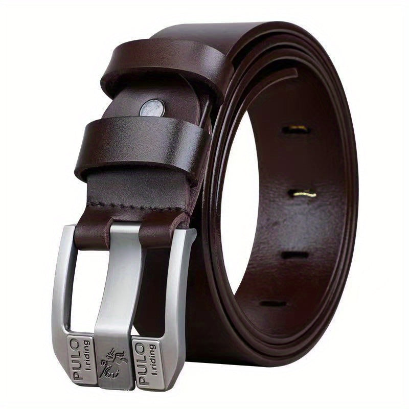 Men's Pin Buckle Belt PU Leather Casual Jeans Pants