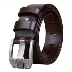 Men's Pin Buckle Belt PU Leather Casual Jeans Pants