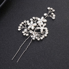Faux Pearl Rhinestone Hairpin Alloy Hair Ornament Headgear