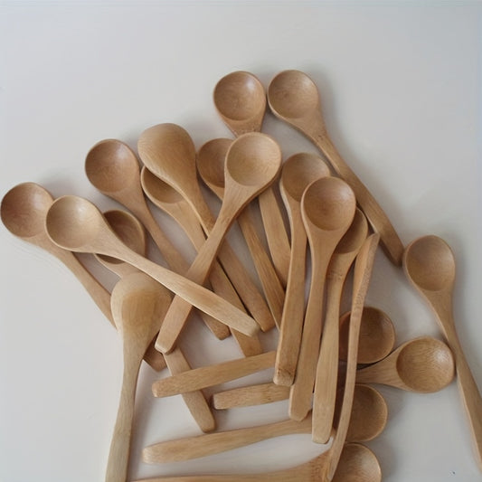 10pcs Wooden Long Handle Spoons for Coffee & Dishes