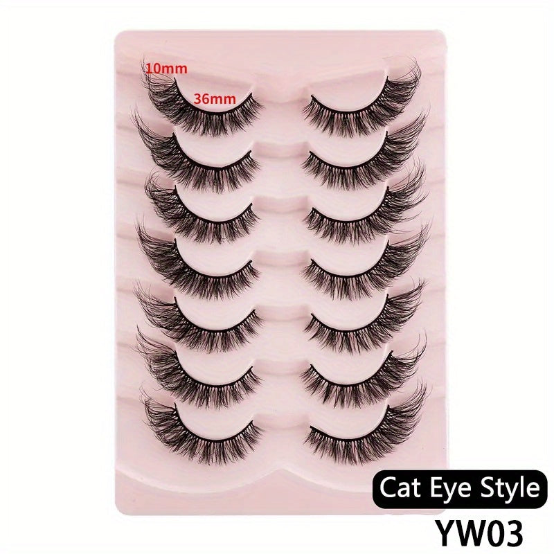 7 Pairs Cat Eye Dramatic False Eyelashes 8D Fluffy Extension Volume