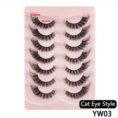 7 Pairs Cat Eye Dramatic False Eyelashes 8D Fluffy Extension Volume