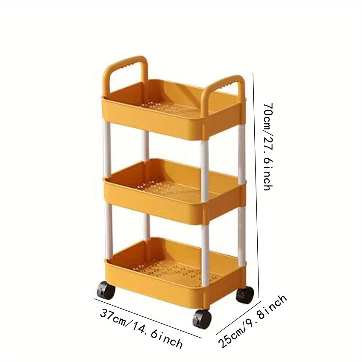 Yellow Cart Three layer Bookshelf Storage Rack School Supplies