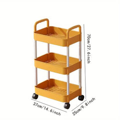 Yellow Cart Three layer Bookshelf Storage Rack School Supplies