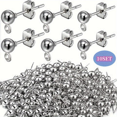 20pcs Ball Post Earring Stud Set With Butterfly Earrings Pin Back