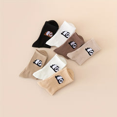 7 Pairs Panda Print Socks Breathable All Match Stockings